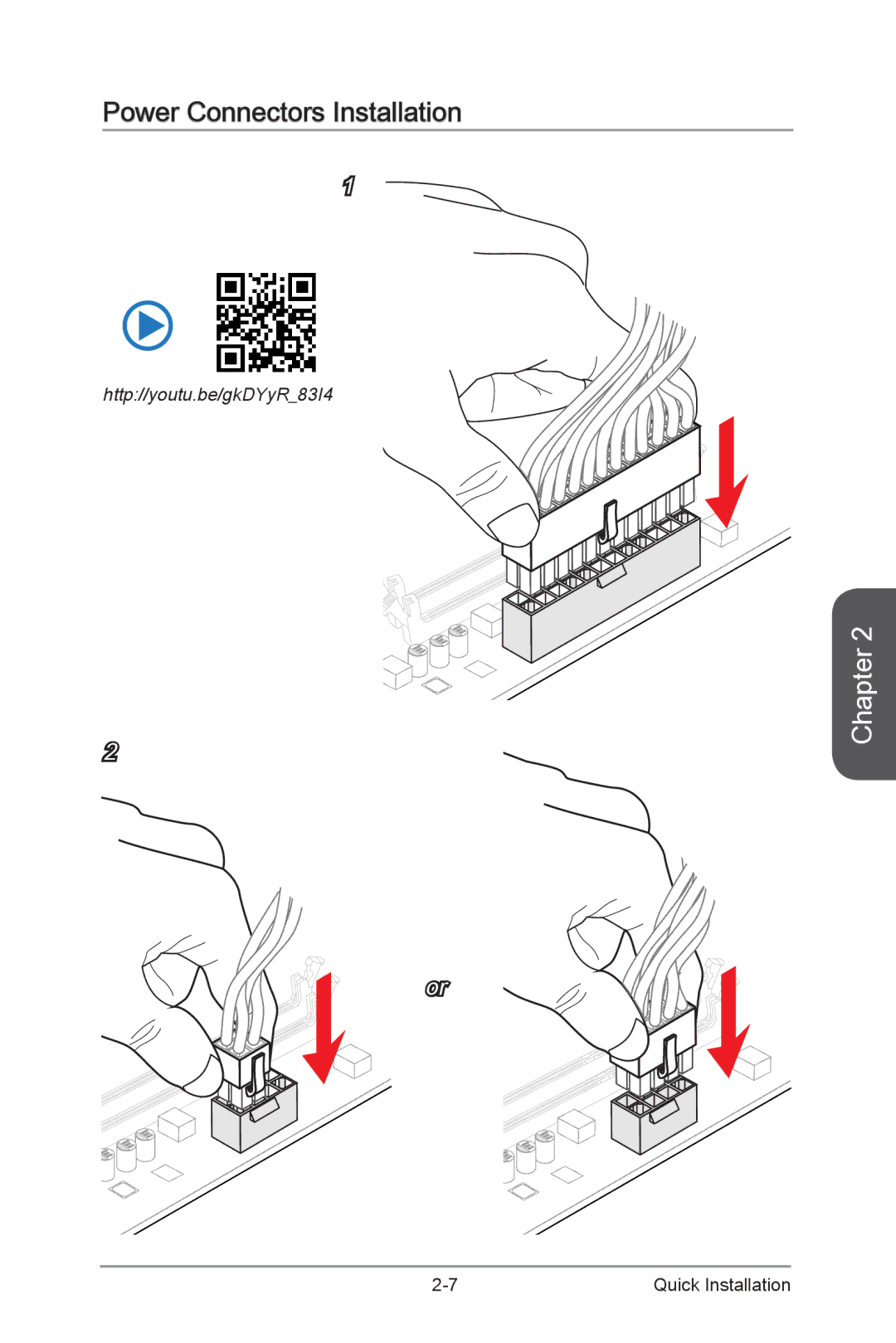 MSI H87M-G43 manual Power Connectors Installation 