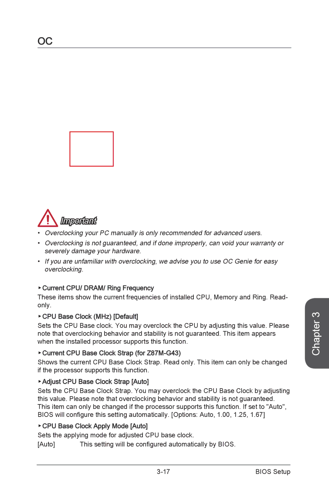 MSI H87M-G43 manual This setting will be configured automatically by Bios 