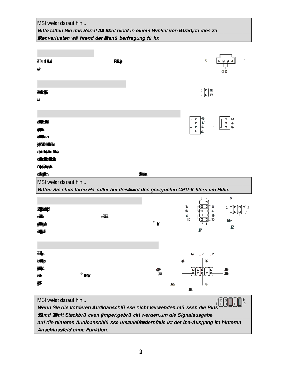 MSI K9N6SGM-V manual CD- Eingang JCD1, Gehäusekontaktschalter JCI1, Stromanschlüsse für Lüfter CPUFAN1/SYSFAN1 