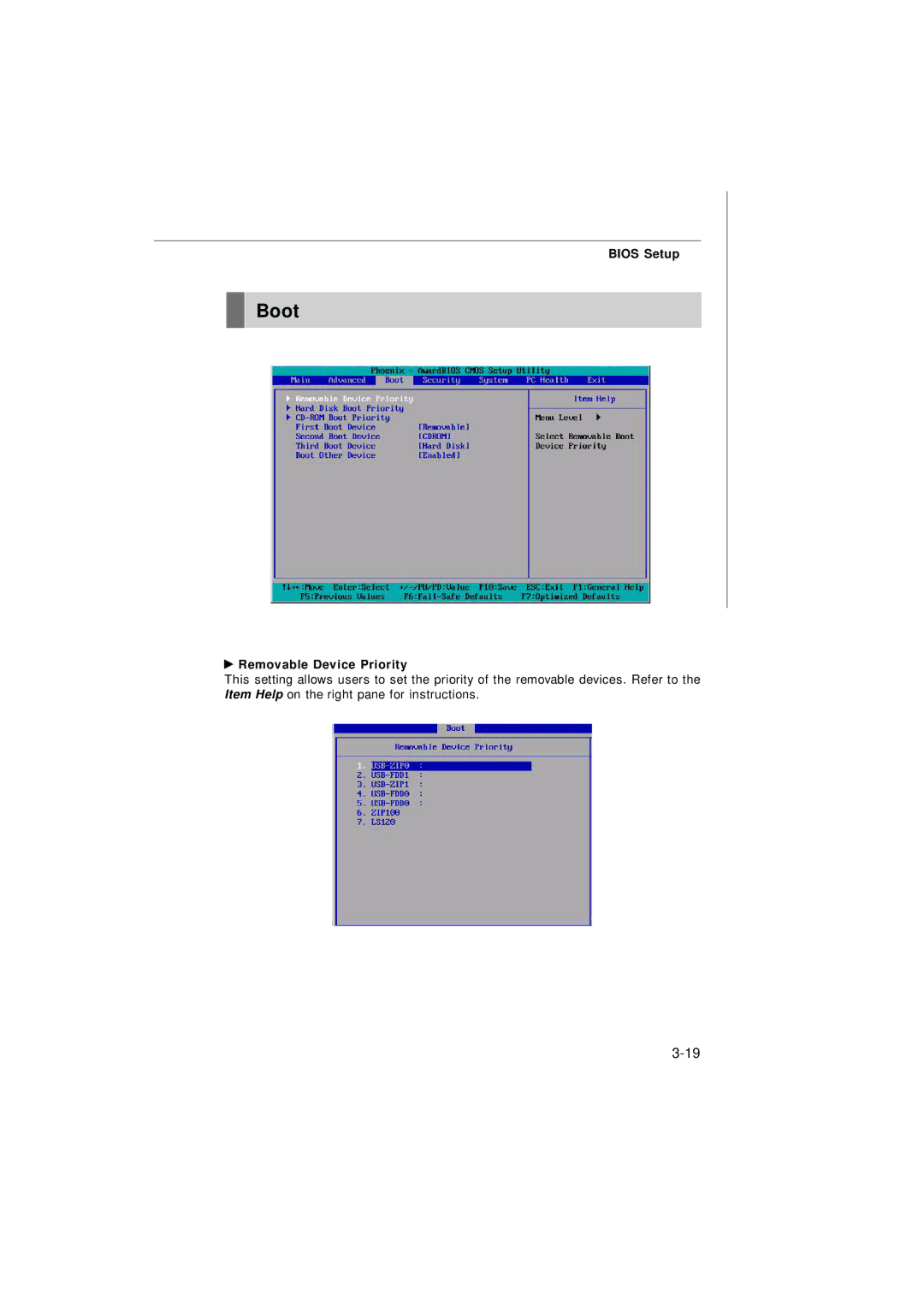 MSI Keeper 945GM manual Boot, Removable Device Priority 