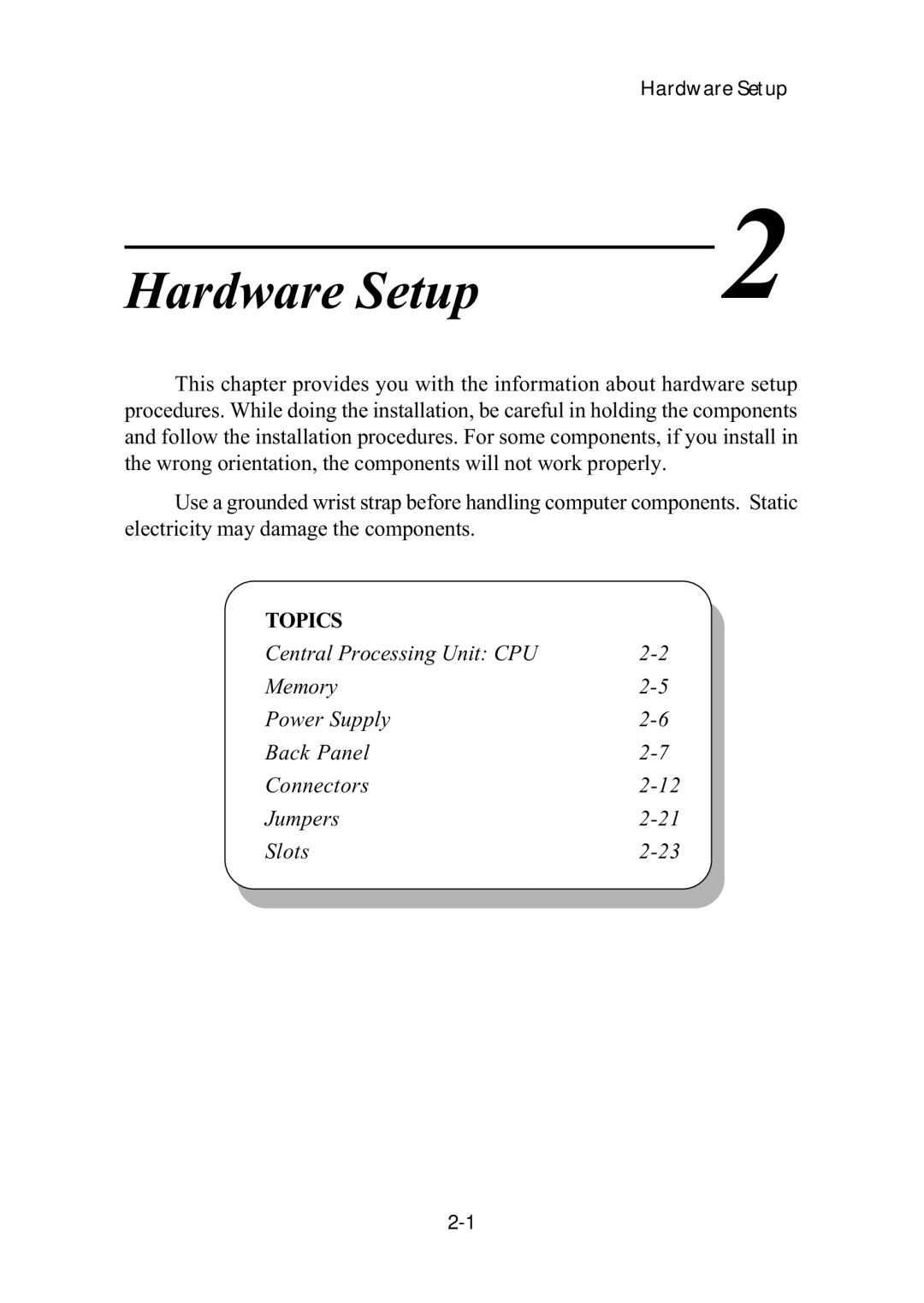 MSI ms-6382 manual Hardware Setup 