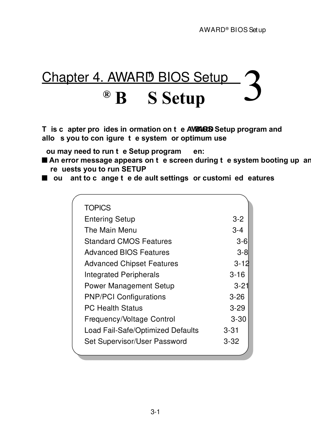 MSI ms-6382 manual Award Bios Setup 