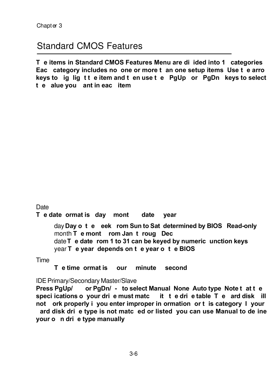 MSI ms-6382 manual Standard Cmos Features 