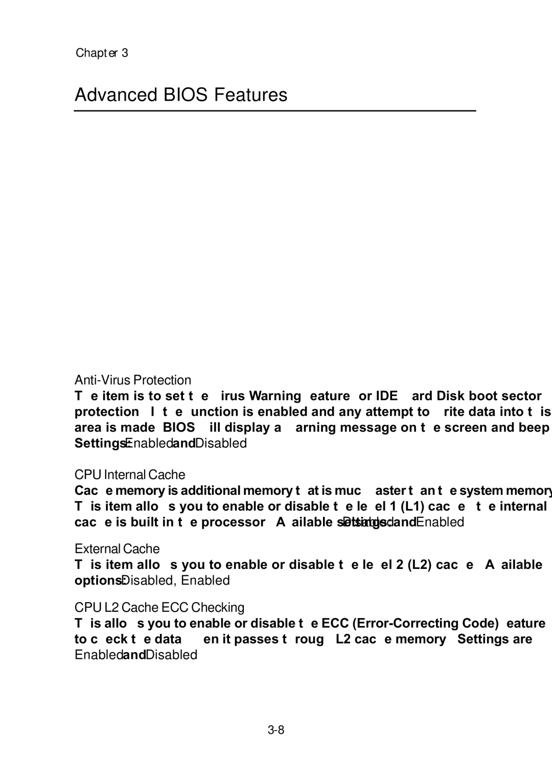 MSI ms-6382 manual Advanced Bios Features 