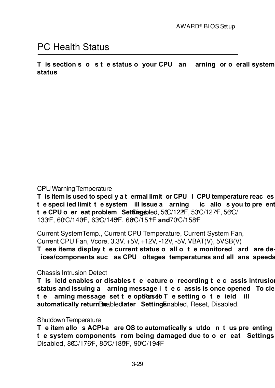 MSI ms-6382 manual PC Health Status, Chassis Intrusion Detect 