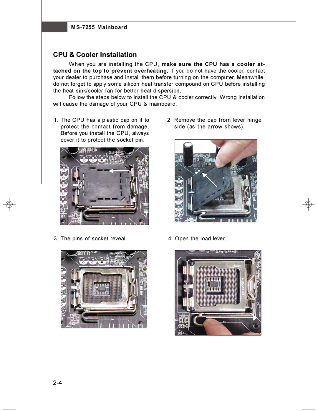 MSI MS-7255 manual CPU & Cooler Installation 