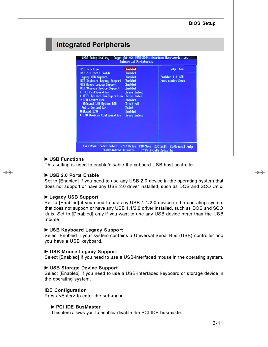 MSI MS-7255 manual Integrated Peripherals 