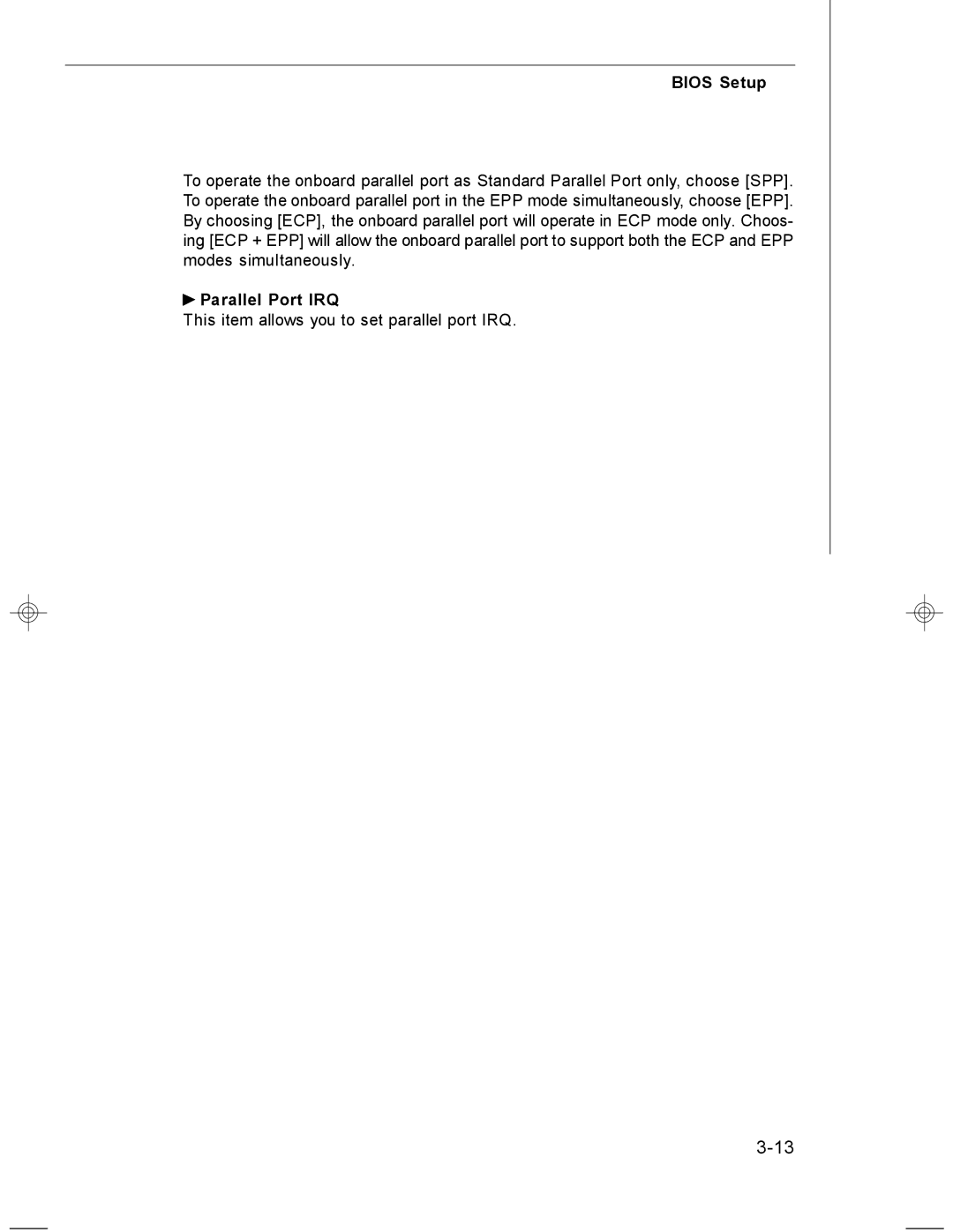 MSI MS-7255 manual Parallel Port IRQ 