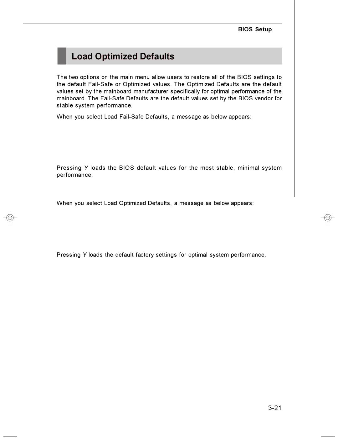 MSI MS-7255 manual Load Optimized Defaults 