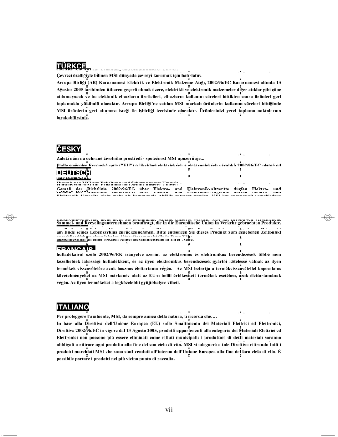 MSI MS-7255 manual Vii 