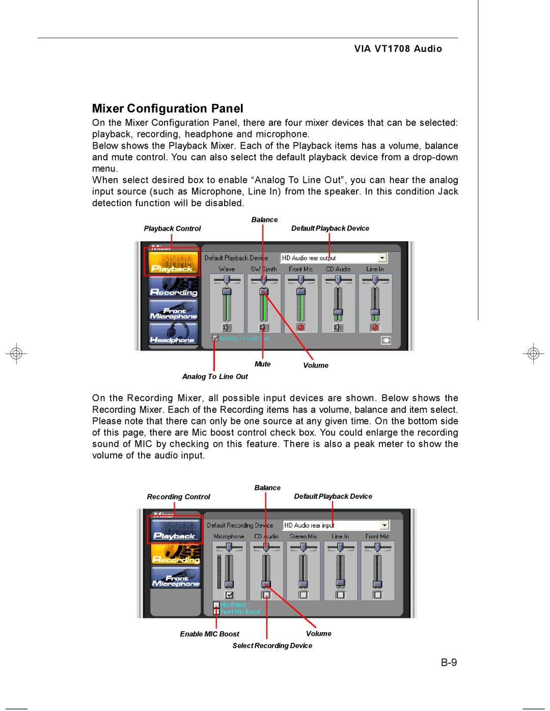 MSI MS-7255 manual Mixer Configuration Panel 