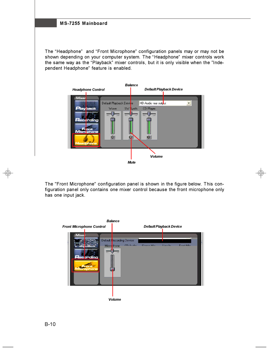 MSI MS-7255 manual Headphone Control 