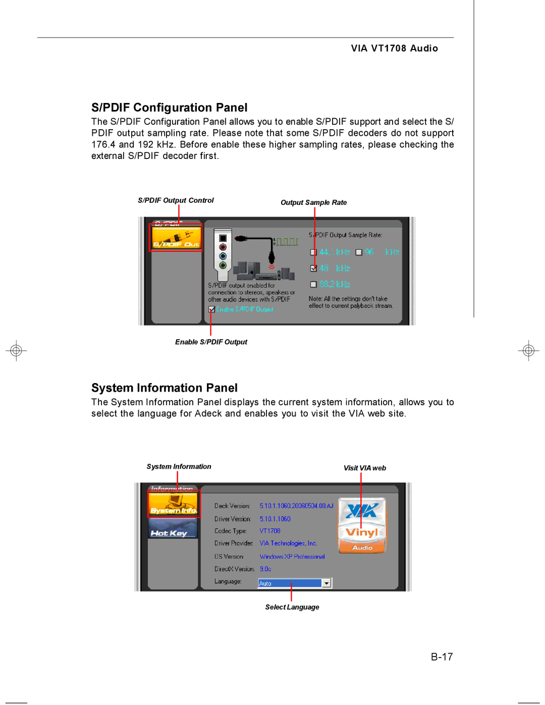 MSI MS-7255 manual Pdif Configuration Panel, System Information Panel 