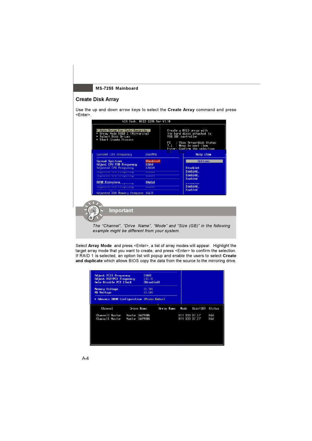 MSI MS-7255 manual Create Disk Array 