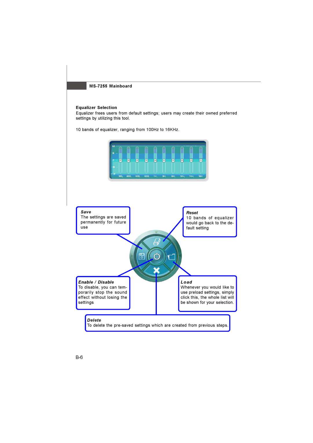 MSI manual MS-7255 Mainboard Equalizer Selection, Load 