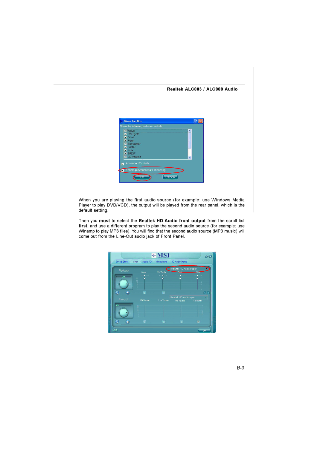 MSI MS-7255 manual Realtek ALC883 / ALC888 Audio 