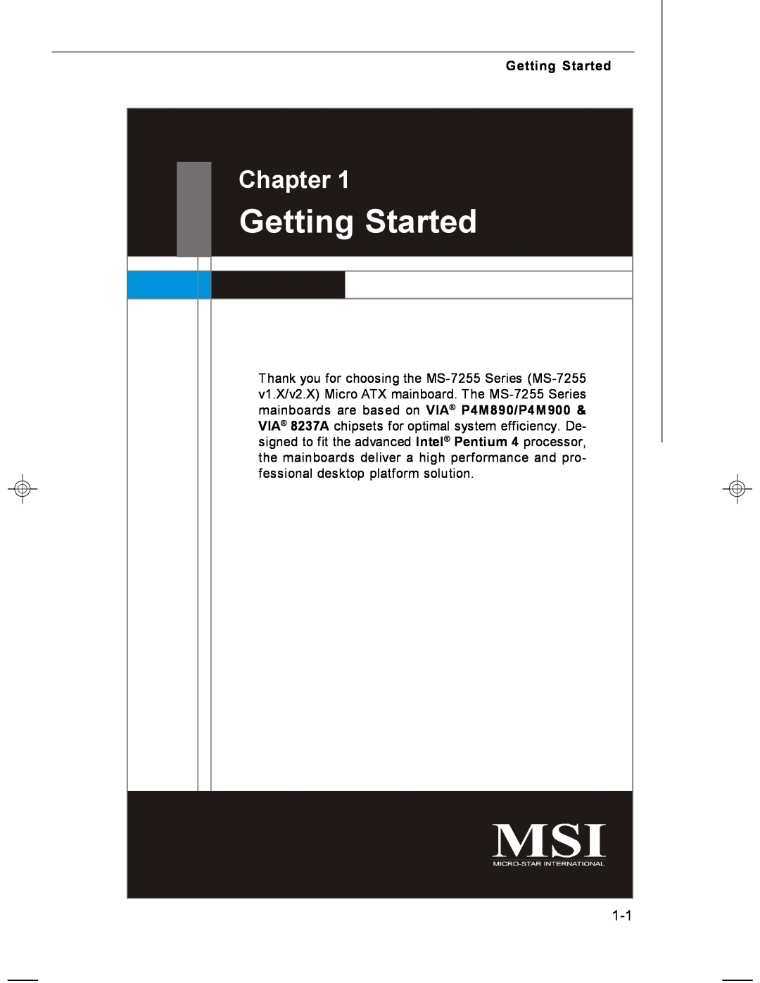 MSI MS-7255 manual Getting Started, Chapter 