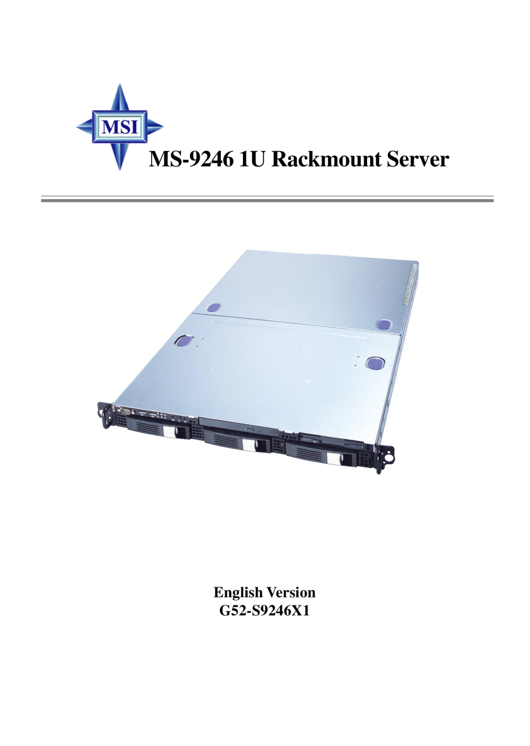 MSI manual MS-9246 1U Rackmount Server 