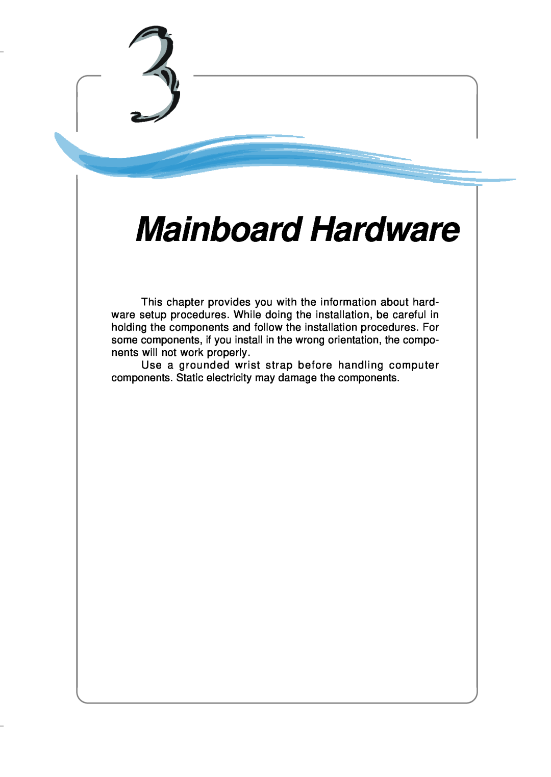MSI MS-9246 manual Mainboard Hardware 