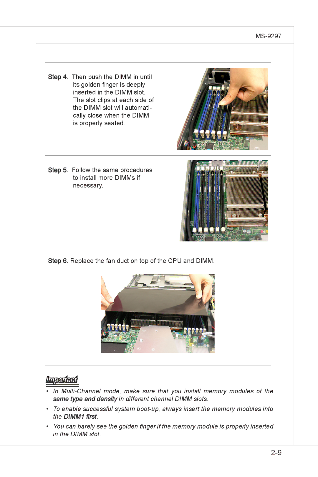 MSI MS-9297 manual 