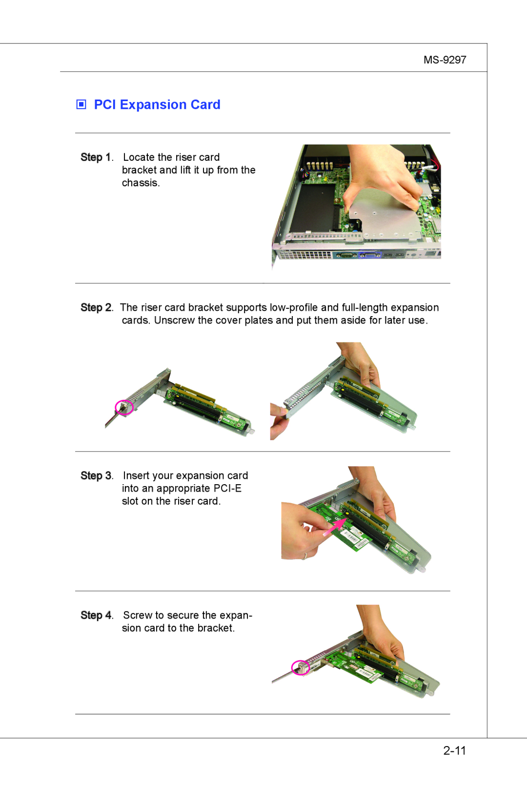 MSI MS-9297 manual  PCI Expansion Card 