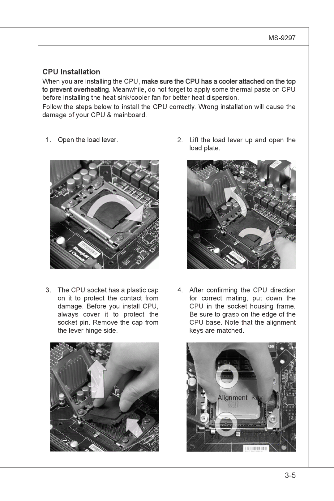 MSI MS-9297 manual CPU Installation 