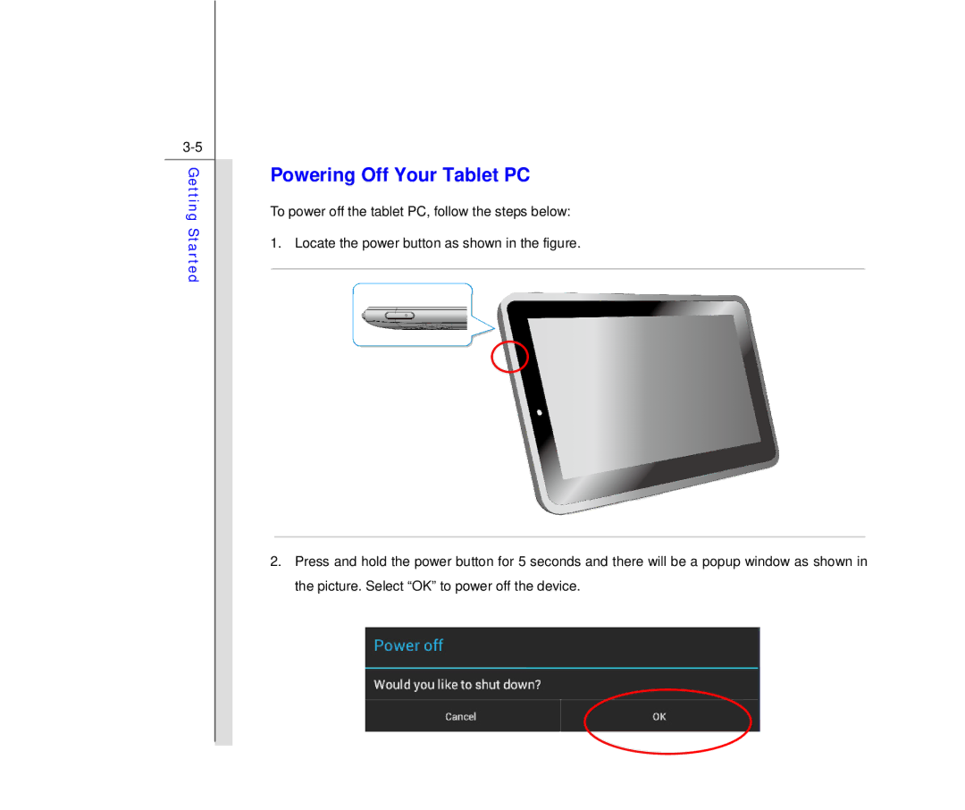 MSI MS N7Y2 manual Powering Off Your Tablet PC 