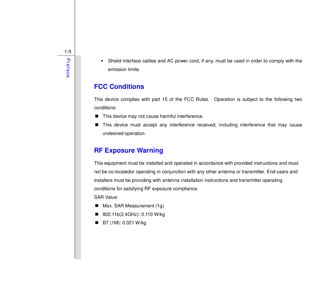 MSI MS N7Y2 manual FCC Conditions, RF Exposure Warning 