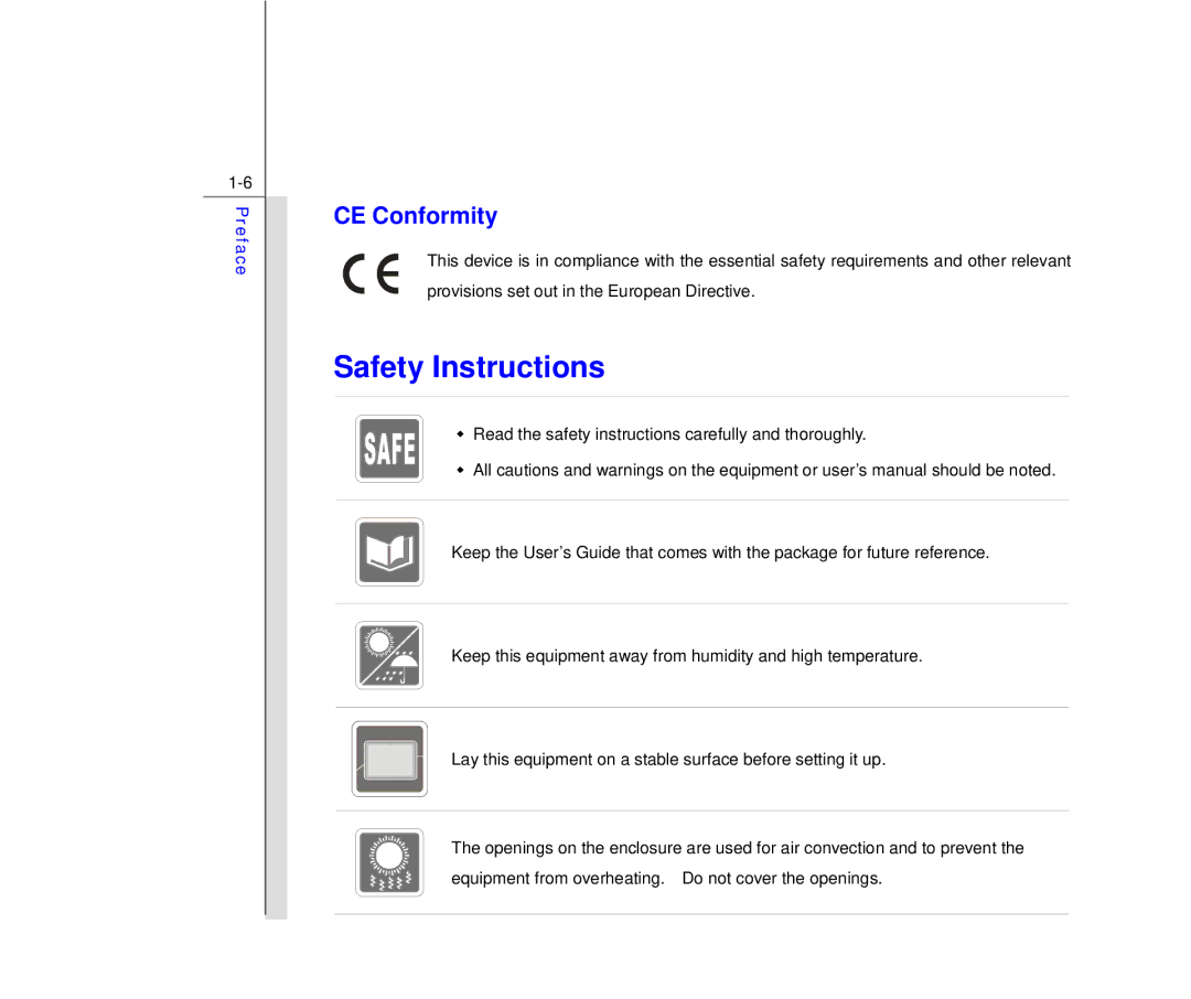 MSI MS N7Y2 manual Safety Instructions, CE Conformity 