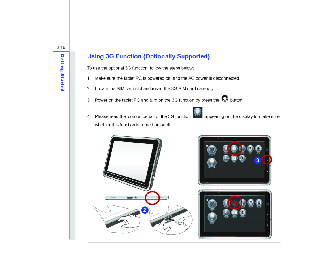 MSI MSI WindPad 110W-014US manual Using 3G Function Optionally Supported 