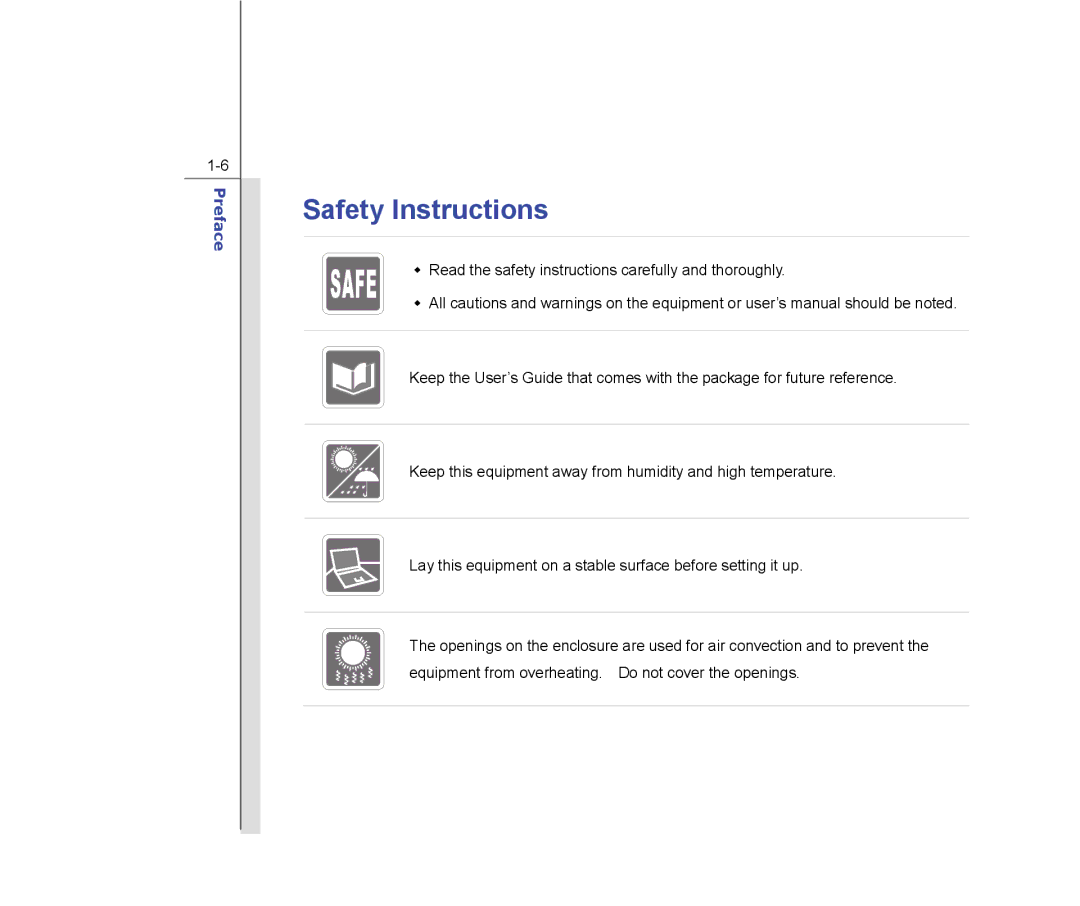 MSI MSI WindPad 110W-014US manual Safety Instructions 