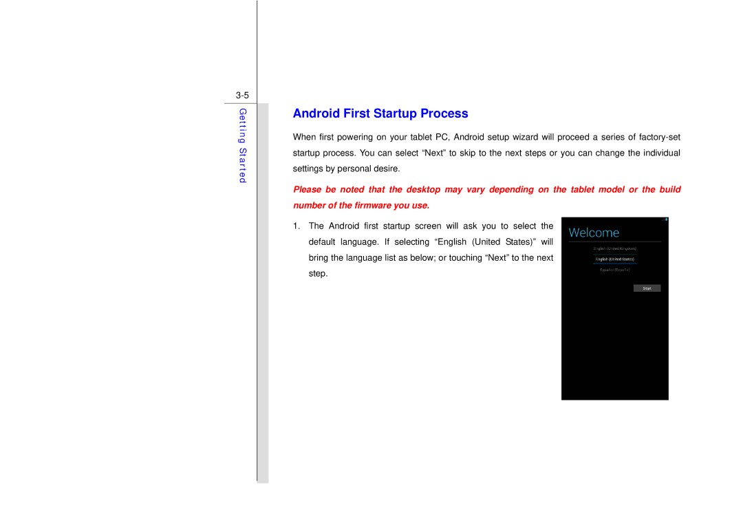 MSI N729 manual Android First Startup Process 