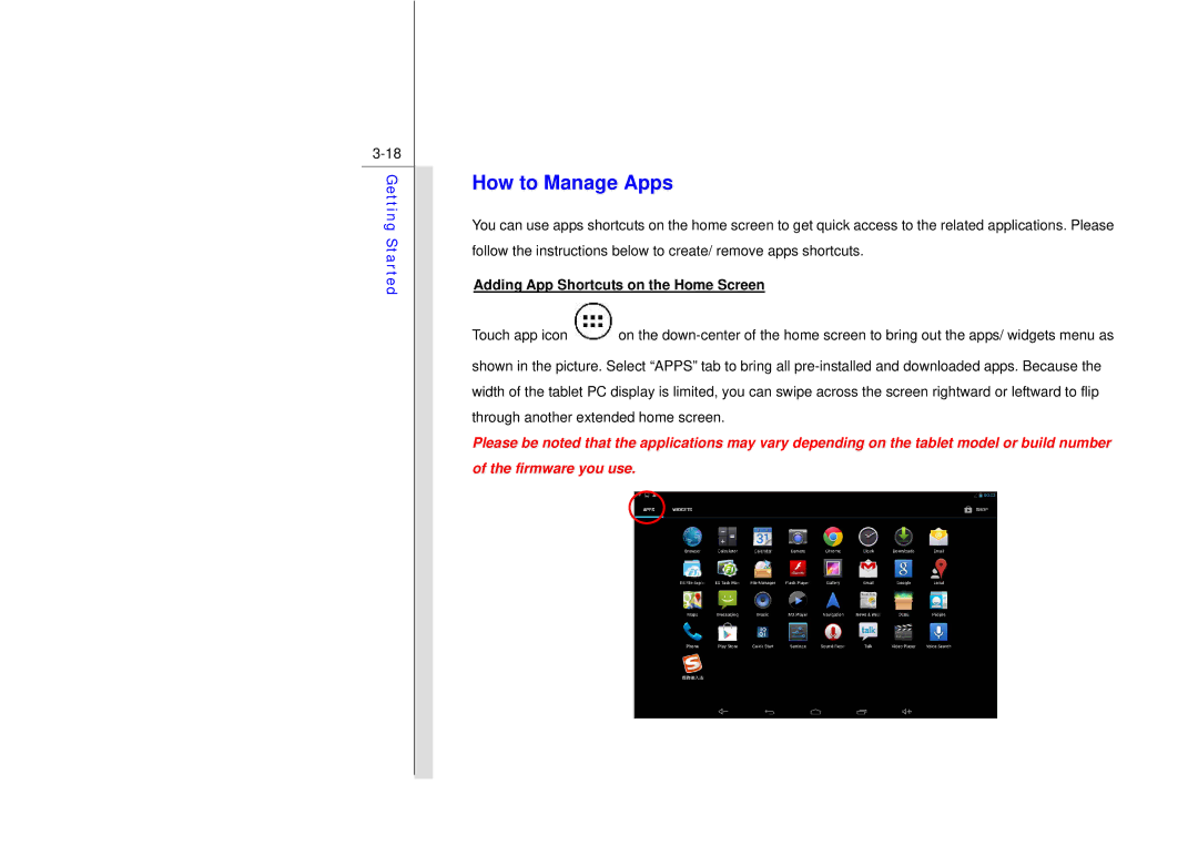 MSI N729 manual How to Manage Apps, Adding App Shortcuts on the Home Screen 