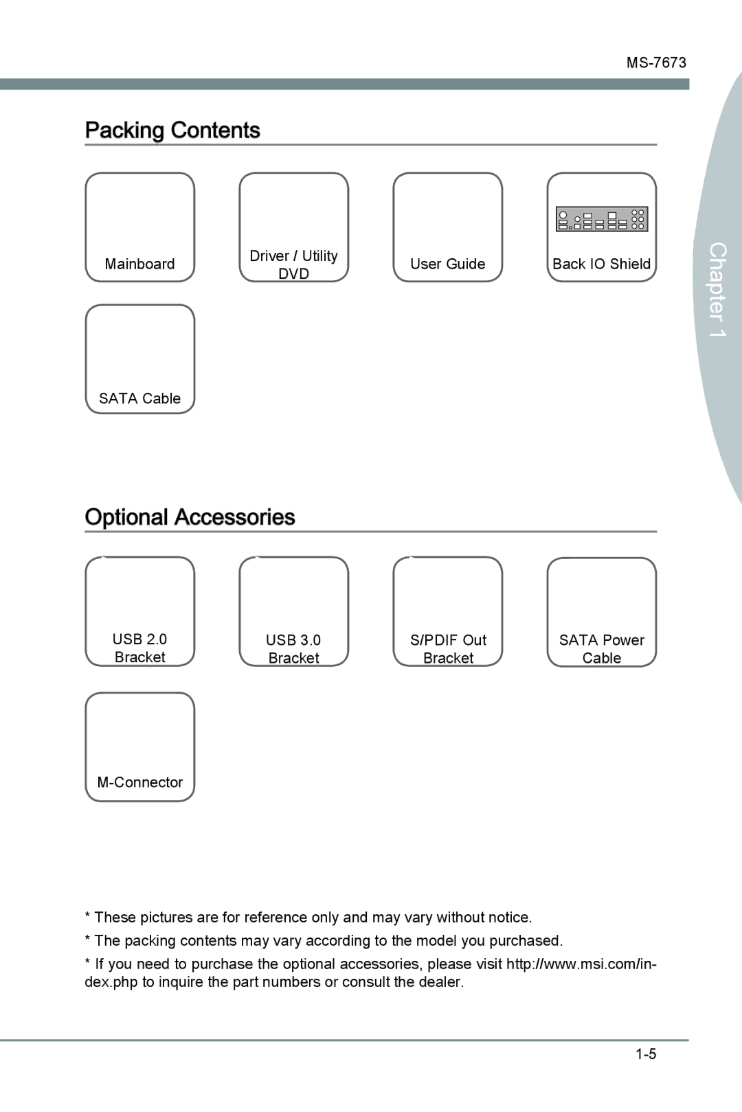 MSI P67A-G43 (B3) manual Packing Contents, Optional Accessories 