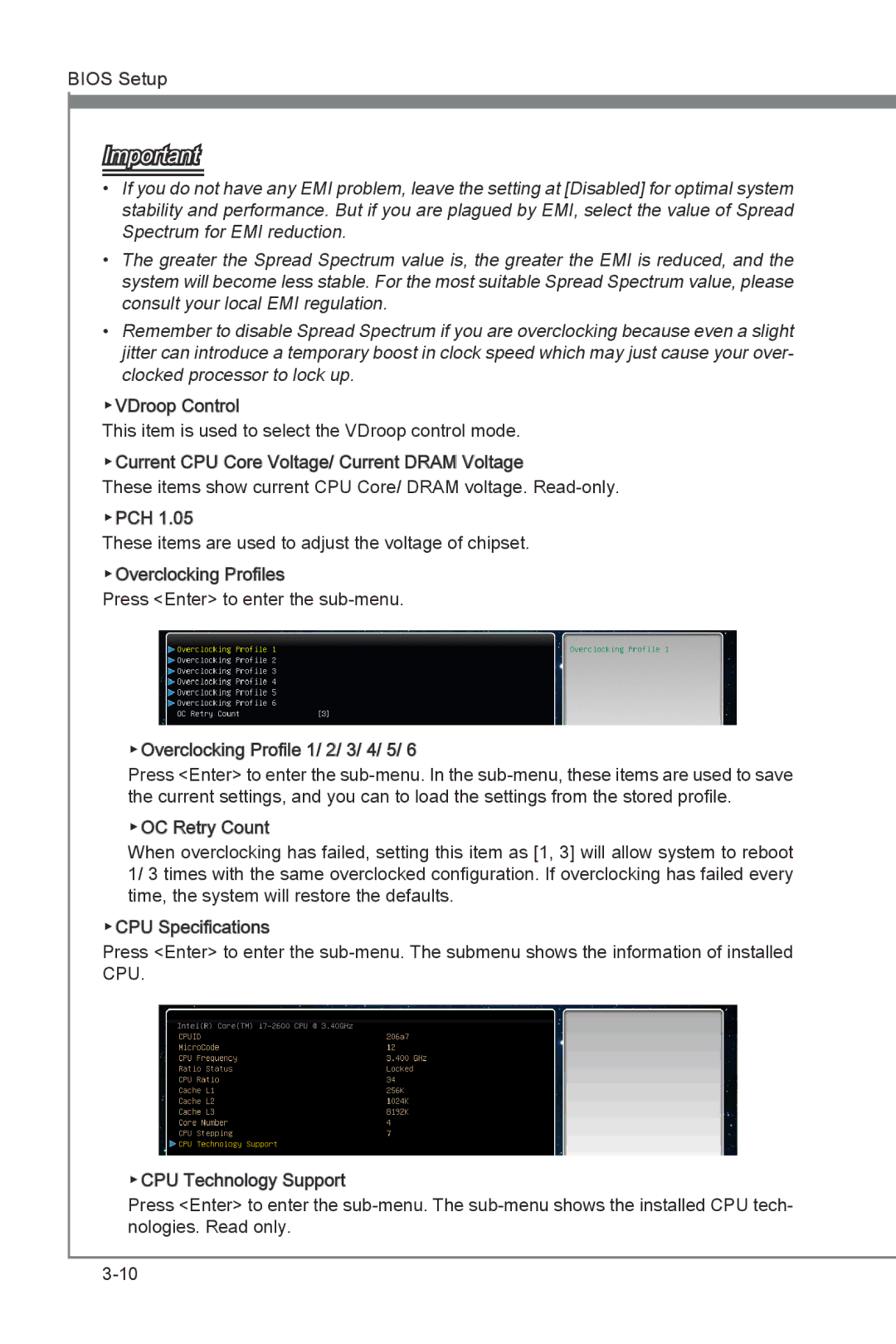 MSI P67A-G43 (B3) manual Bios Setup 