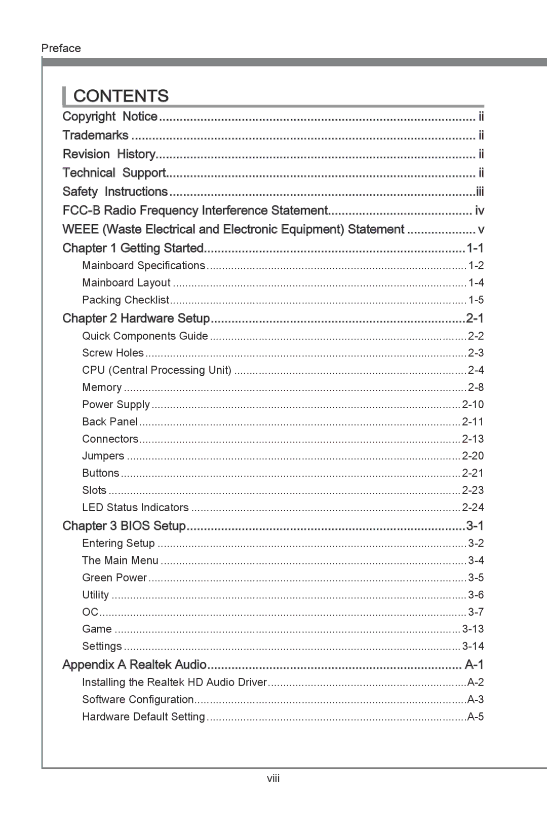 MSI P67A-GD55 (B3) manual Contents 