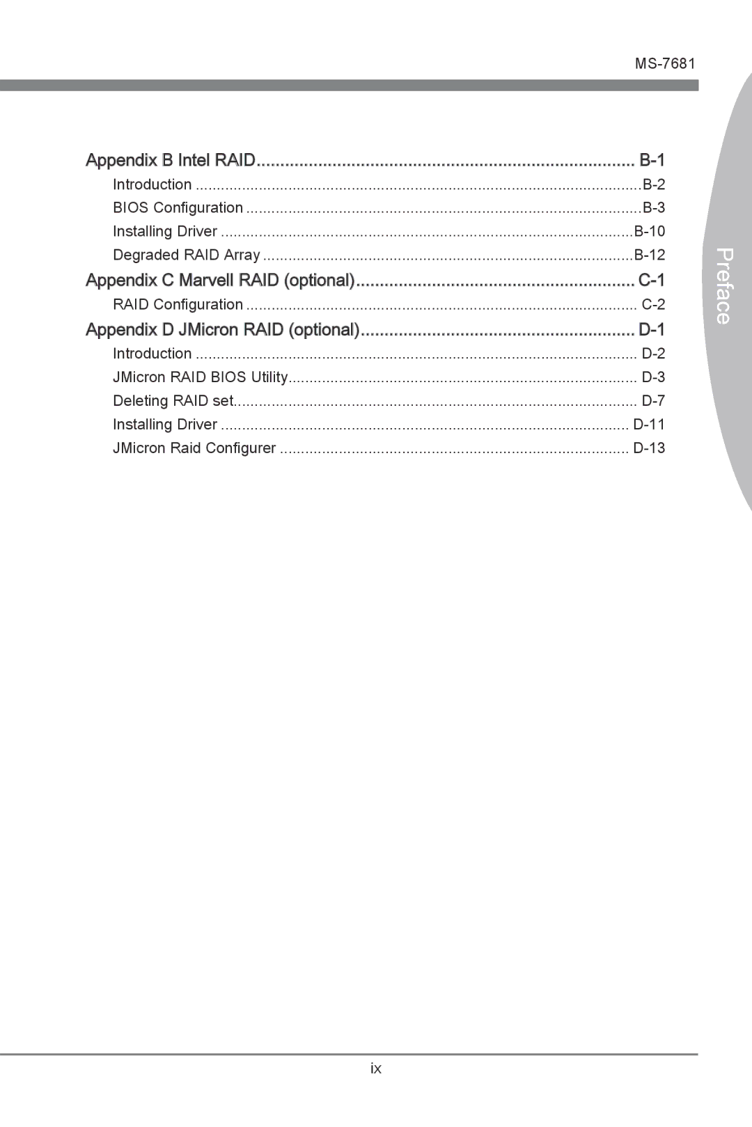 MSI P67A-GD55 (B3) manual Appendix B Intel RAID 