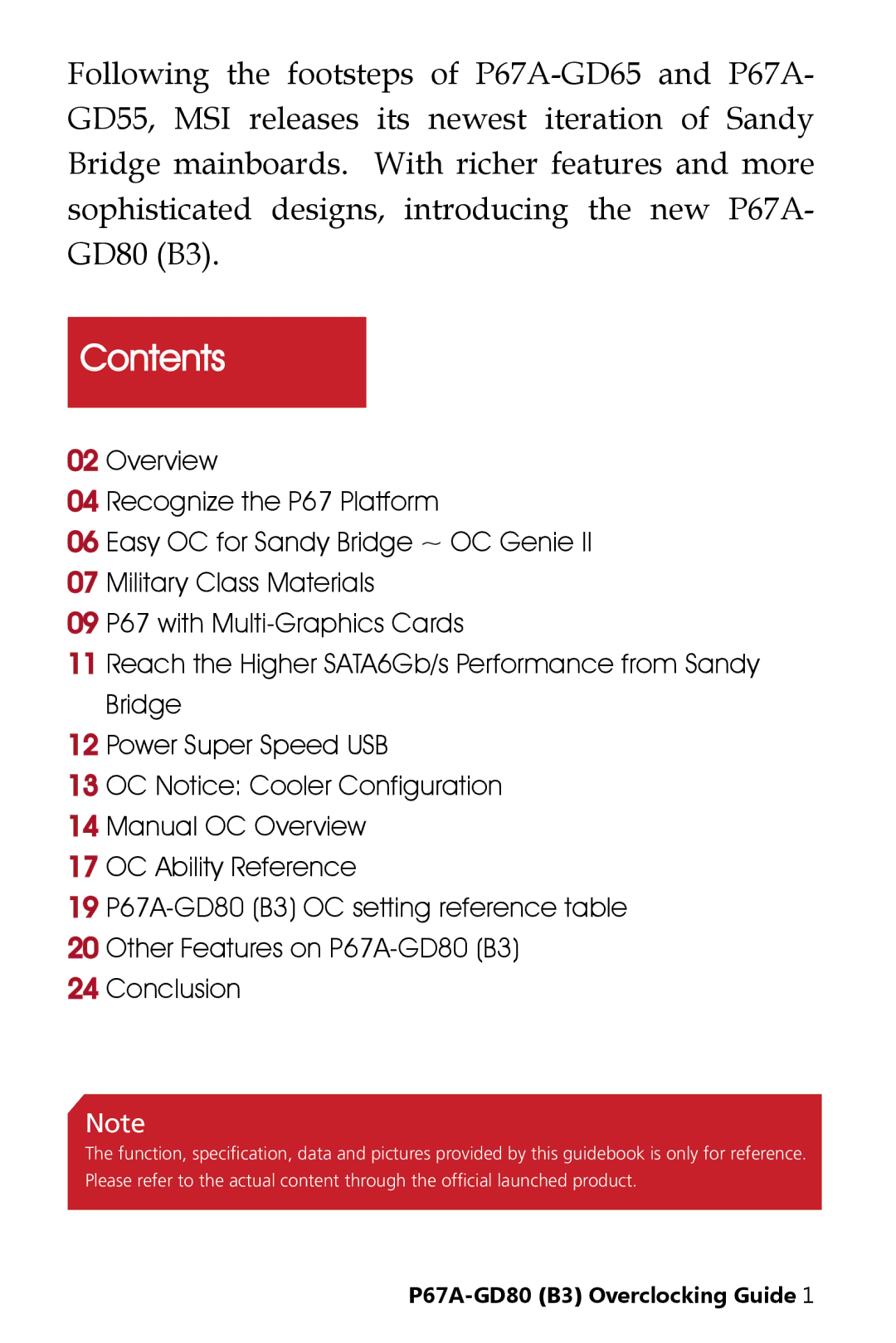 MSI P67A-GD80 (B3) manual Contents 