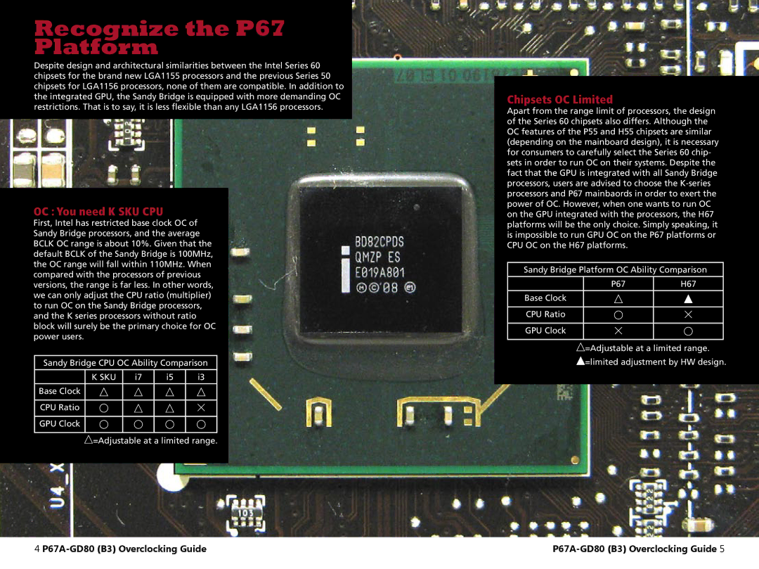 MSI P67A-GD80 (B3) manual Recognize the P67 Platform 