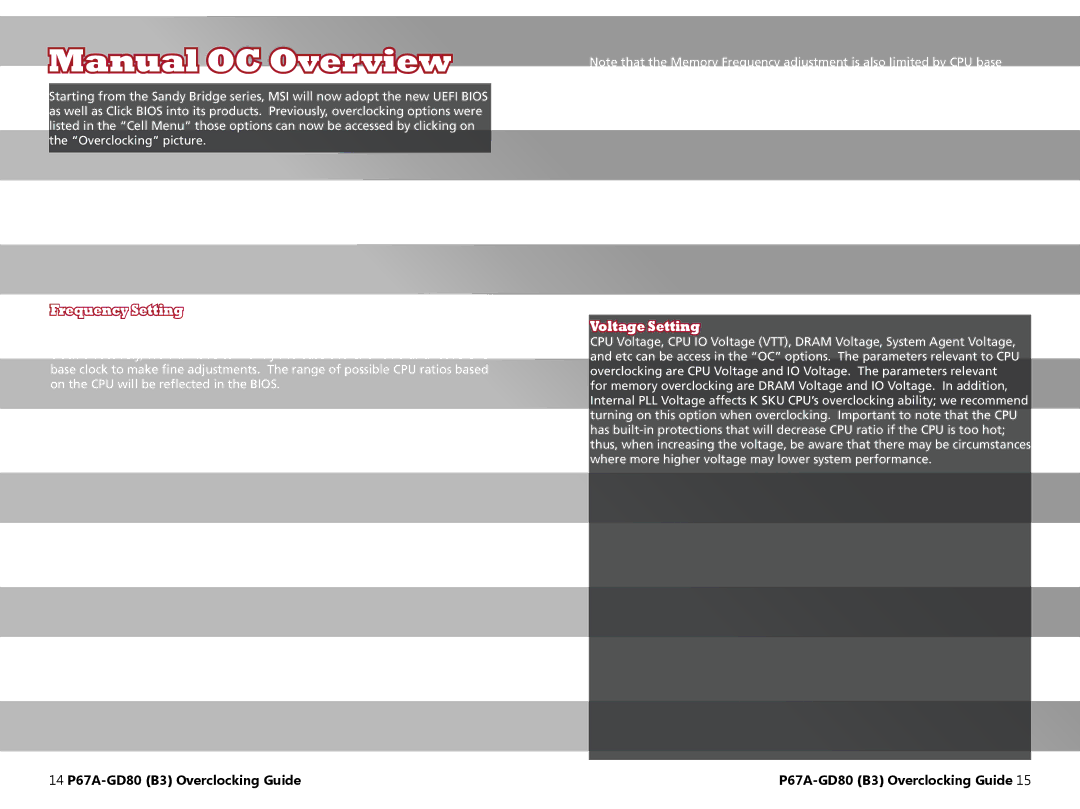 MSI P67A-GD80 (B3) manual Manual OC Overview 