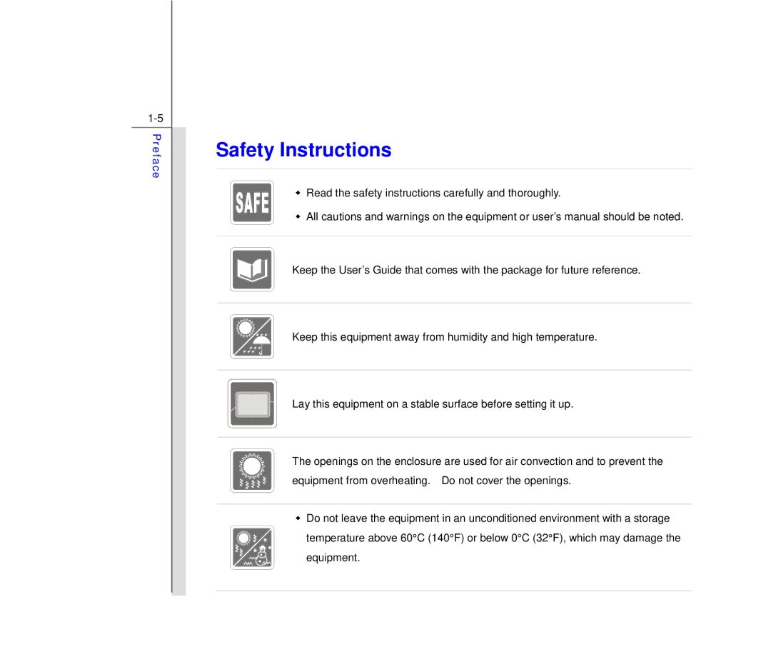 MSI Primo 73K manual Safety Instructions 