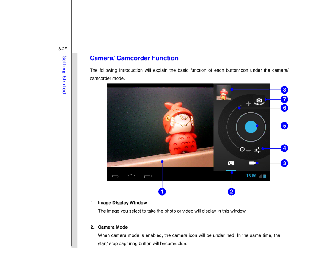 MSI Primo 91, N913 manual Camera/ Camcorder Function, Image Display Window, Camera Mode 