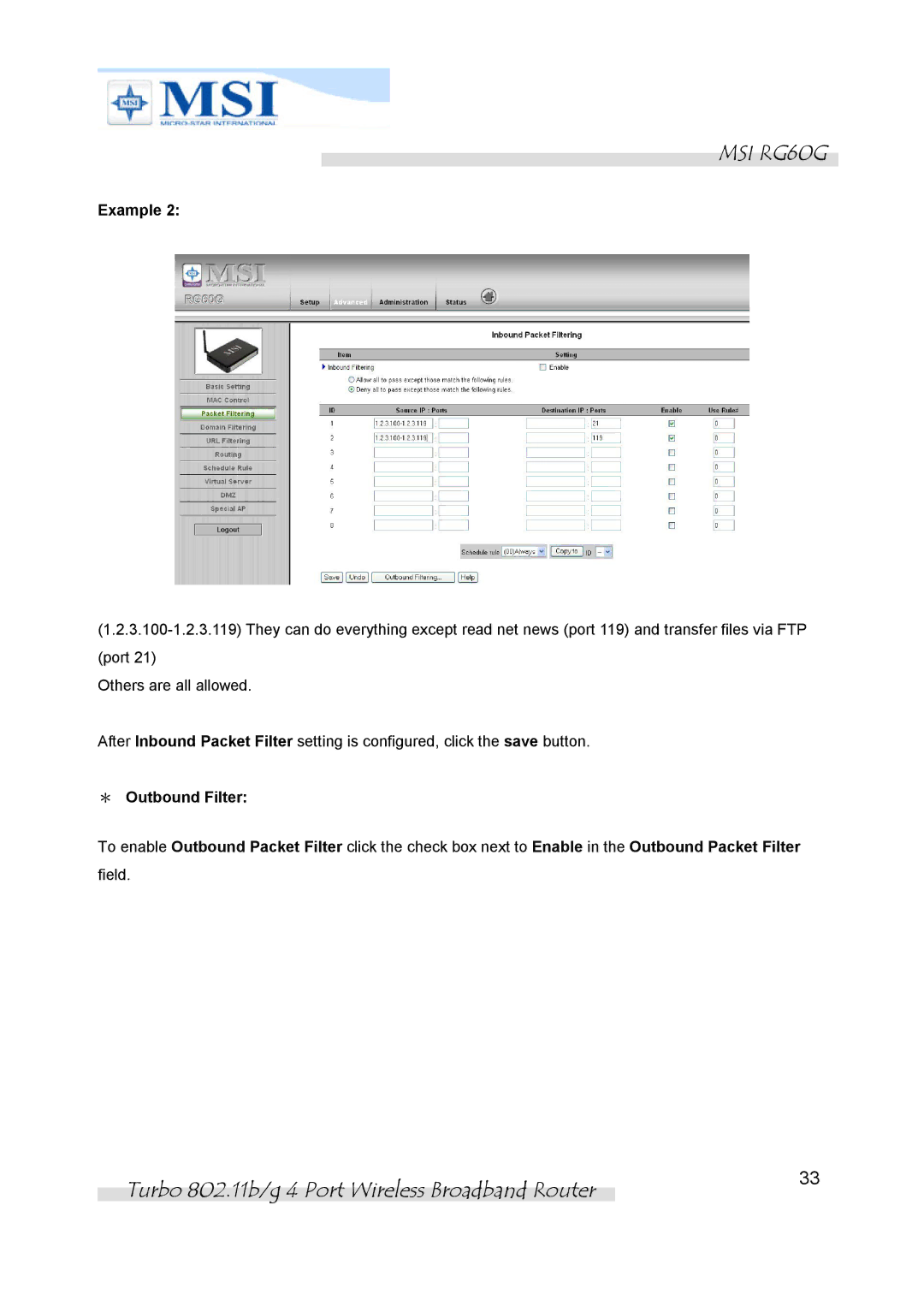 MSI RG60G manual Field 