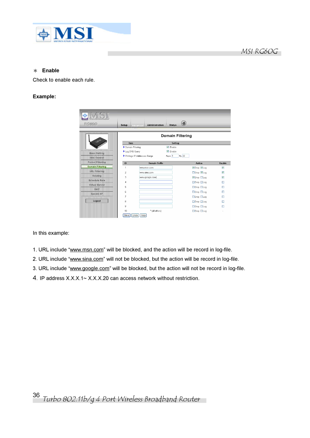 MSI RG60G manual ＊ Enable 