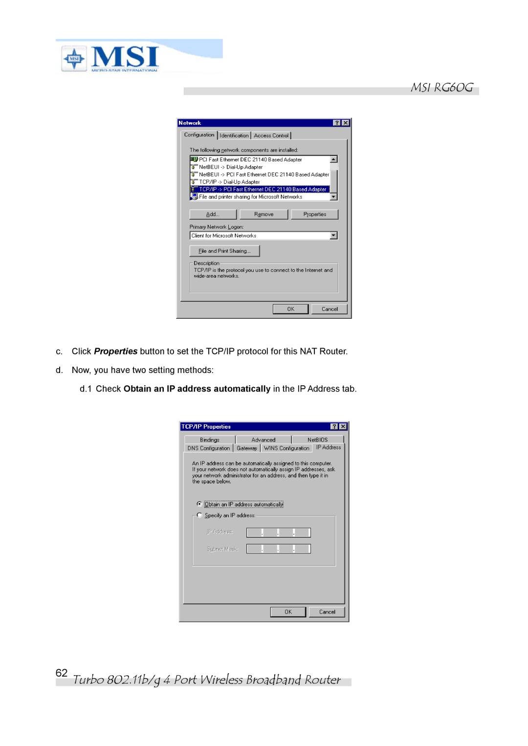 MSI manual MSI RG60G 