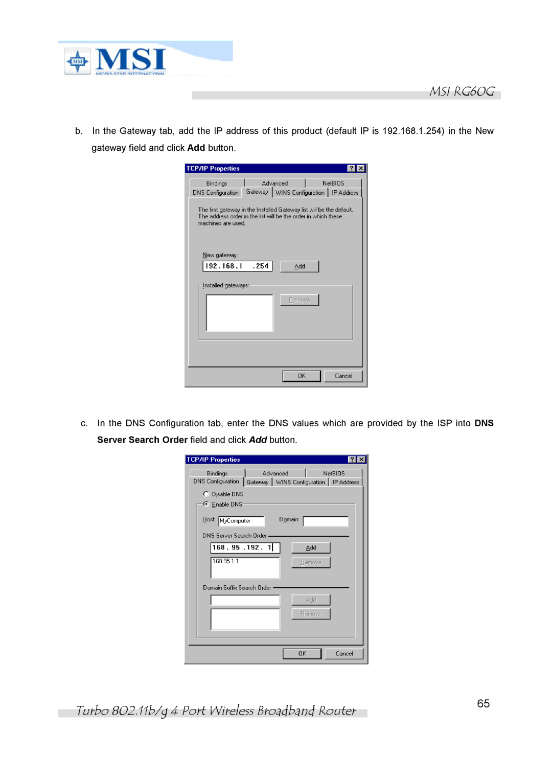 MSI manual MSI RG60G 