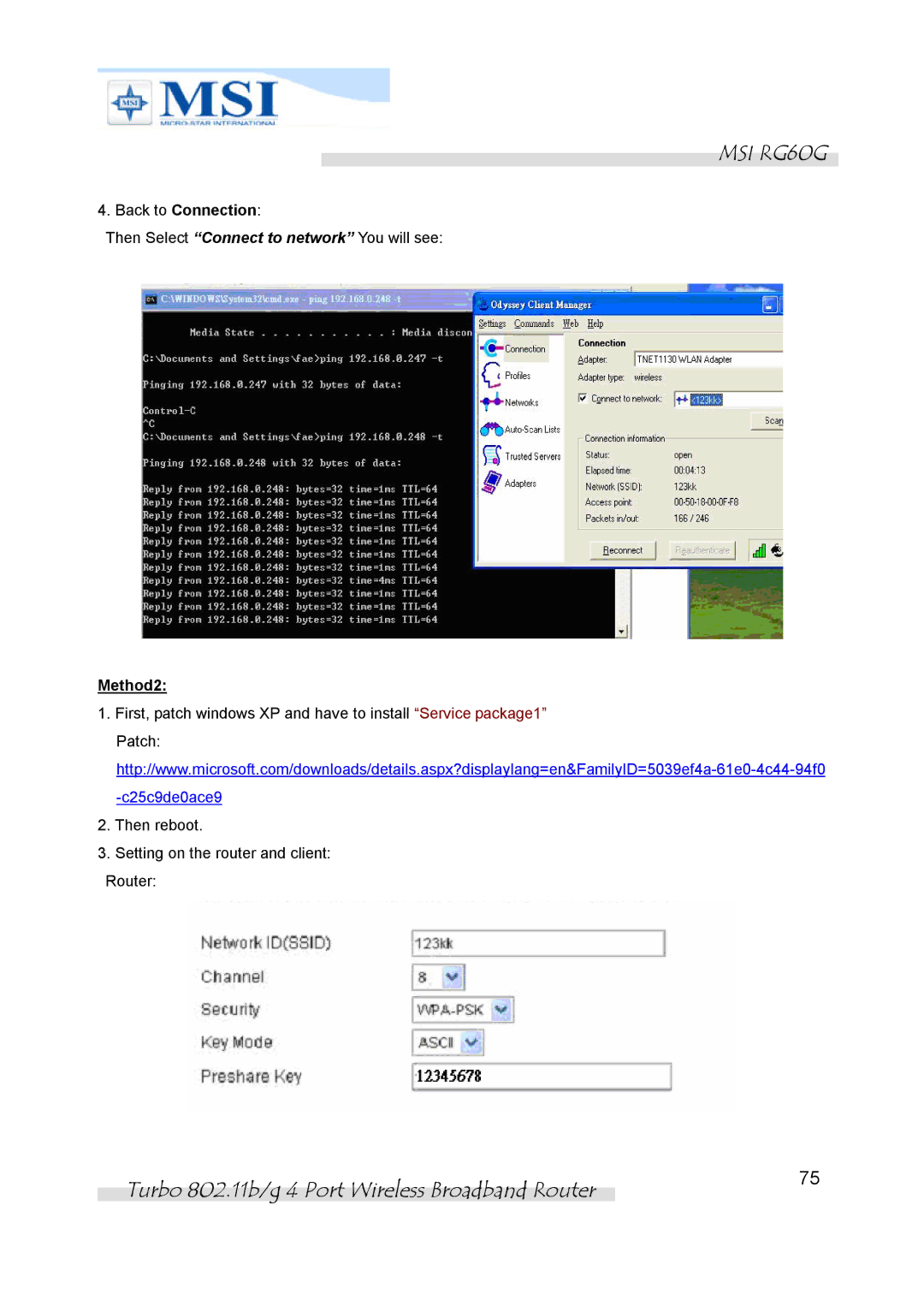 MSI RG60G manual Back to Connection, Method2 