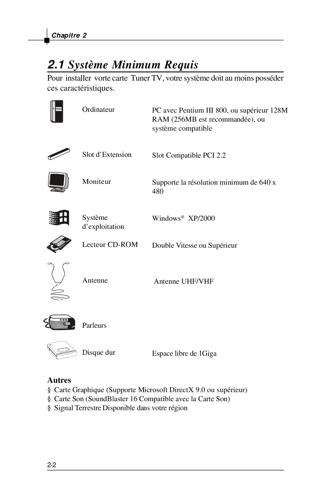 MSI TV@nywhere Plus manual Système Minimum Requis, Autres 