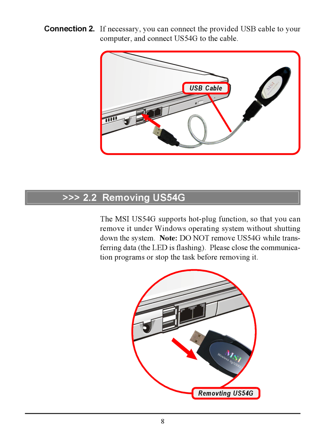 MSI manual Removing US54G 