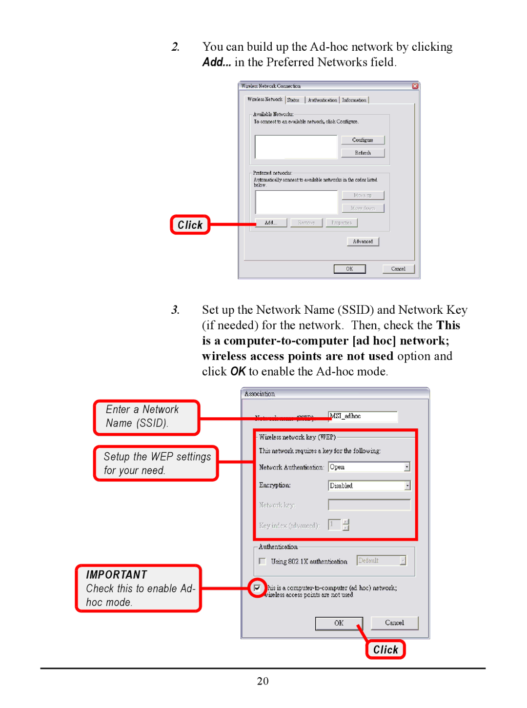 MSI US54G manual Click 